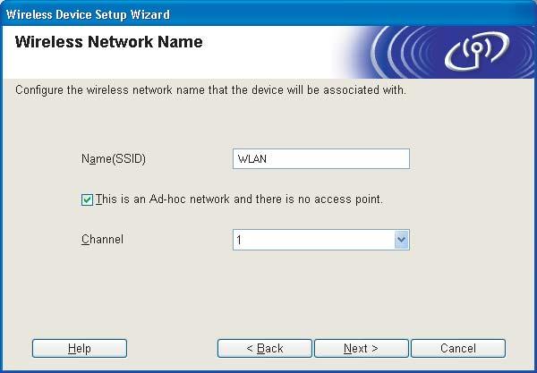 Choose the Ad-hoc network you wish to associate the machine with, and then click Next.