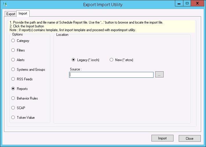To import Flex Reports 1. Click Report option, and then click the browse button.
