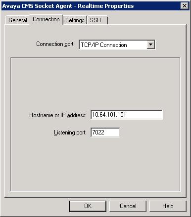 On the Connection tab: Select TCP/IP Connection for Connection port.