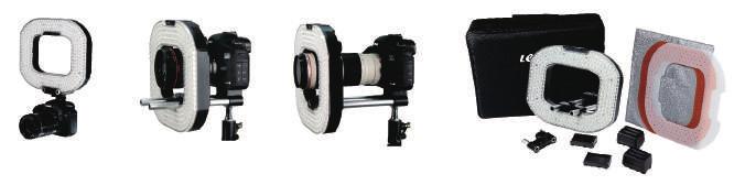 LG-R320C ultra soft LED Ring Light. Bi-colour and adjustable brightness. Built in handle, usable with 2 Sony NPF750 batteries.