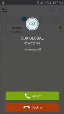 Call Handling CDK Communicator provides basic desk phone functionality for handling incoming and outgoing calls such as Hold, Consult, Blind Transfer, Conference, or Call Park.