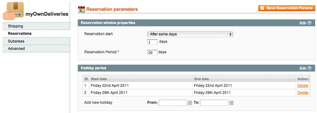 Reservation window properties Reservation start This option allows you to choose when the reservation start.