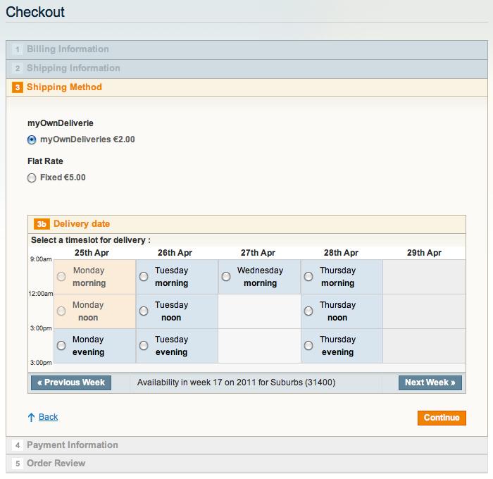 On the front office When ordering Displaying panel Reservation The module allows customers to book a day and a delivery slot during the choice of carrier.