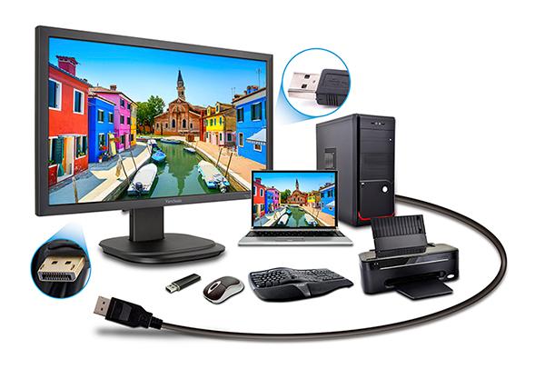 high-definition experience. This monitor also offers VGA connections for legacy PC system, as well as an integrated 2-port USB hub for easy connectivity to peripherals and accessories.