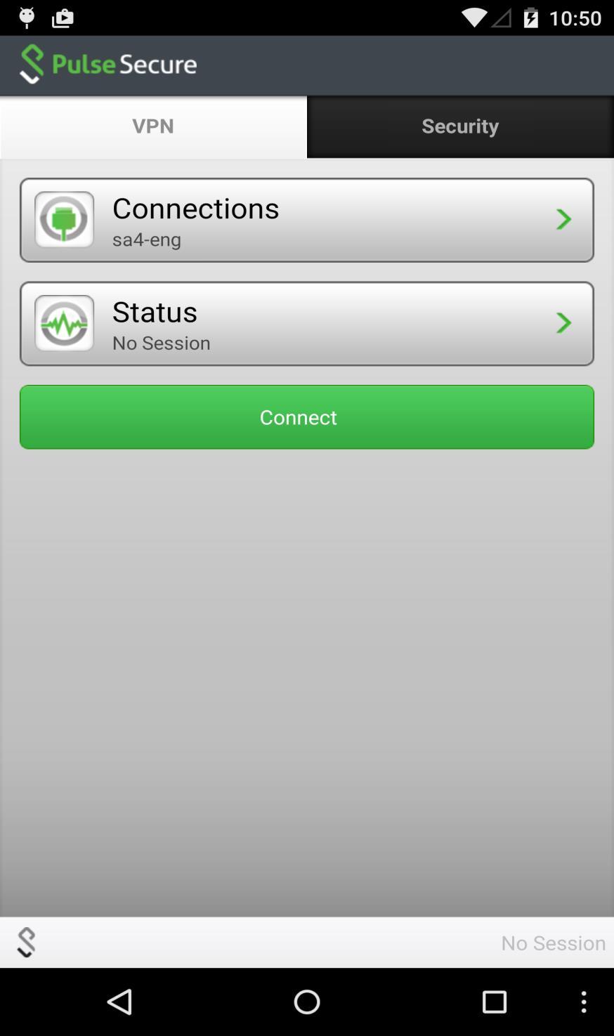 VPN profile. User Interface shows a VPN connection configured in the Connections button and screen. Figure 3 VPN Connections 6.