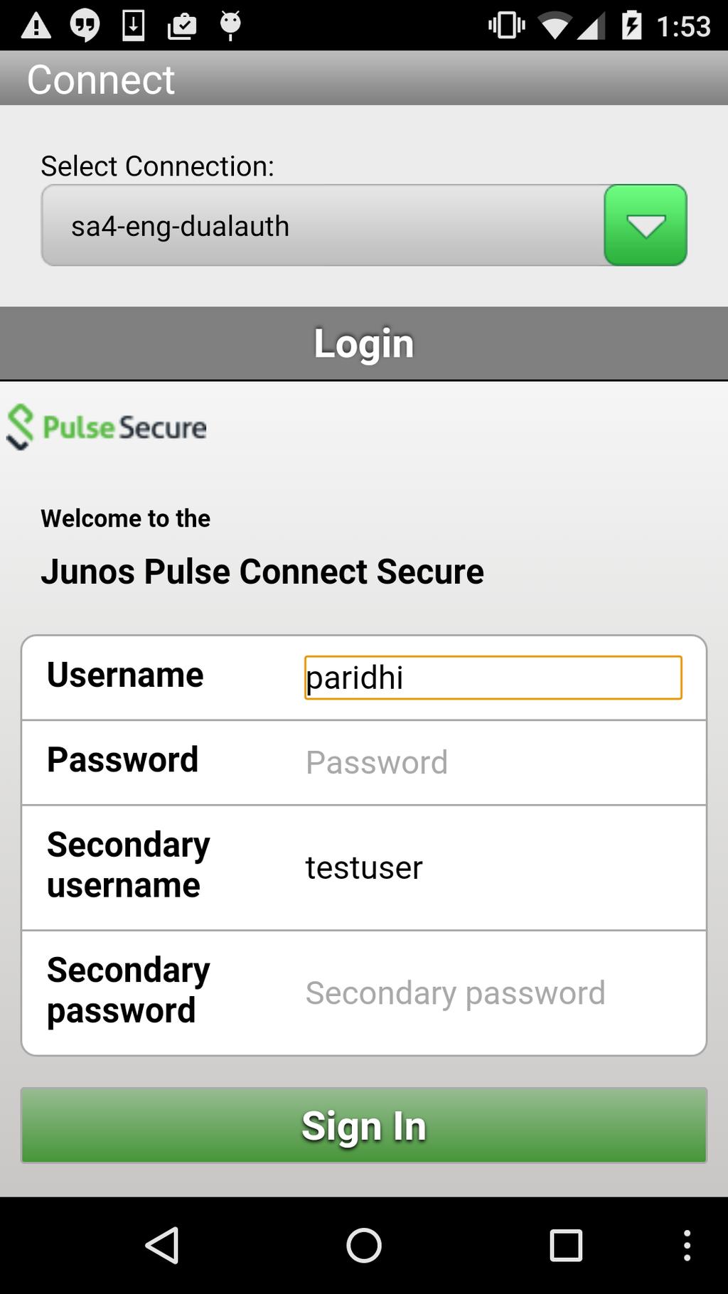 Figure -10 Login page for dual auth profile