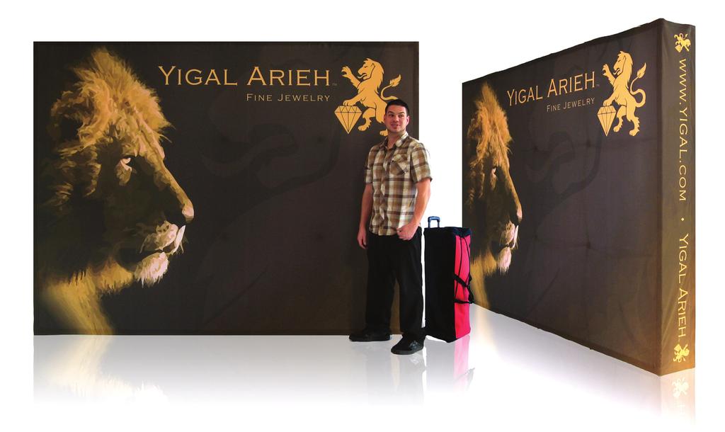 10 large straight Our ultra lightweight aluminum alloy fabric pop-up display in a matte satin anodized finish is an ideal eye-catcher for your trade show, exhibition, or conference.