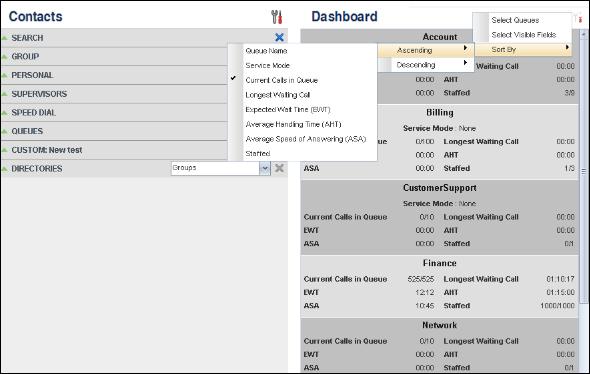 ORDER CALL CENTERS By default, call centers displayed in the Dashboard pane are ordered by name. You can change the order in which call centers are displayed.