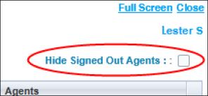 Figure 125 Dashboard Hide Signed Out Agents Box The following information is provided for each displayed agent: Status This is the agent s combined phone and ACD state.