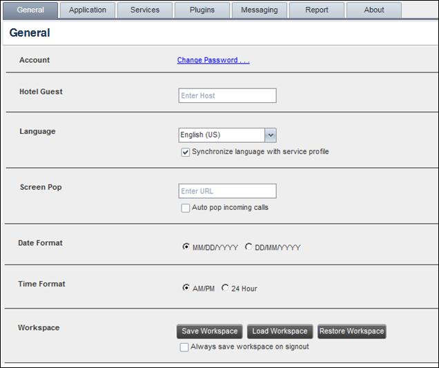 SETTINGS GENERAL You use the General tab to configure miscellaneous settings that improve the usability of Call Center.