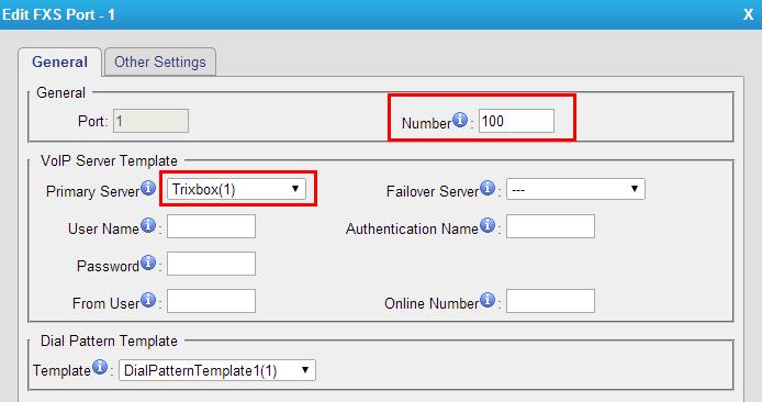 Step 3. Edit the Dial Pattern Template Path: Gateway VoIP Settings VoIP Server Settings The default dial pattern is set as ".", which allows you to dial any number out.