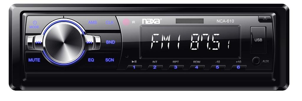 In-Dash MP3 Player and Receiver with Bluetooth and Flip-Down Faceplate NCA-615