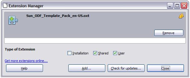 Figure 10: Newly-added package of templates 3) Find and select the package of templates you want to install and click Open. The package begins installing.