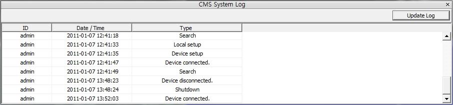 4 CMS System Log This is the log menu where users can check the log information of the CMS