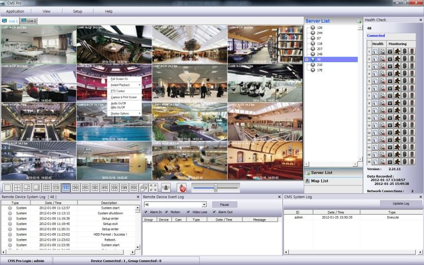 1.7 Live (Live Video Monitoring System) 1.7.1 Overview This program is to display live video from multiple channels in customized screen format.