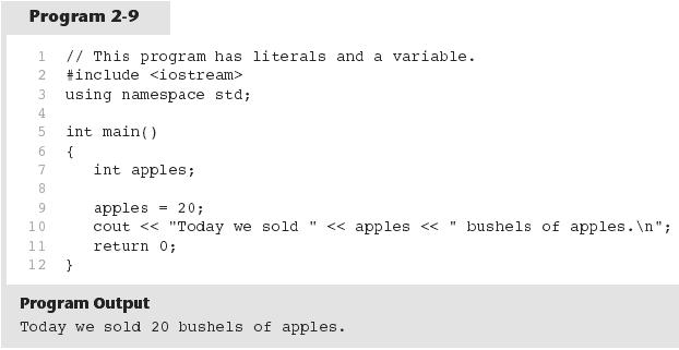 14 Variables and Literals Literals 20 is