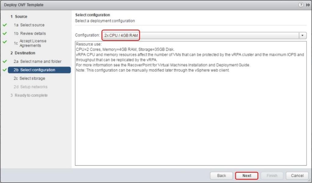 Deploy vrpa OVA 12. In the Select Storage step, select a datastore (see Data preparation section) on which to deploy the vrpa.