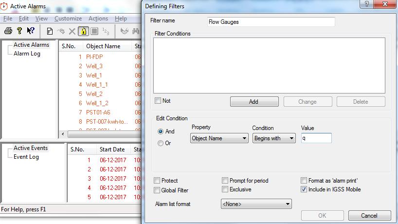Exercise 1: Working as an Operator in IGSS 2. In the tree view, select the Active Alarms folder.