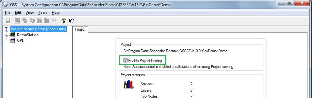 In the left pane of the System Configuration form, mark the name of the project in this case Demo - for which you want