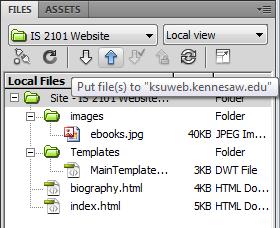 Figure 65 - Put Note: If you have any unsaved files, Dreamweaver will prompt you to save. Choose Yes to save your work. 3.