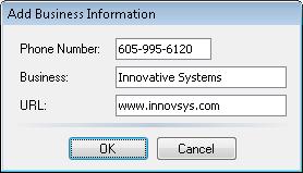 Phone Number The incoming 7 or 10-digit phone number to match with this business information. Business A description or name of the business. This field is required.
