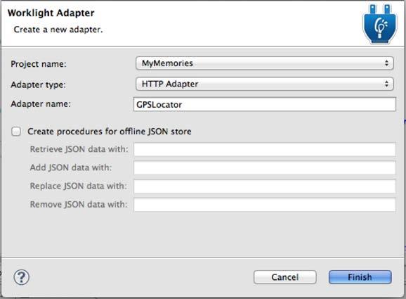 2. In the form, select HTTP Adapter for Adapter type, type GPSLocator in Adapter name input field, and