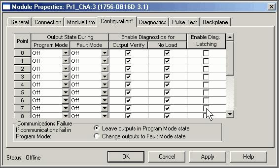 Latching Value Full Diagnostics - Output Data Do not enable (uncheck boxes) Once your