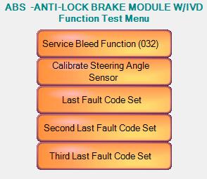 Using the MV1DU 19 ABS Anti-Loc Brake System Module ALC Automatic Level Control Module SERVICE BLEED FUNCTION Initiates the Brake System Bleed Procedure for