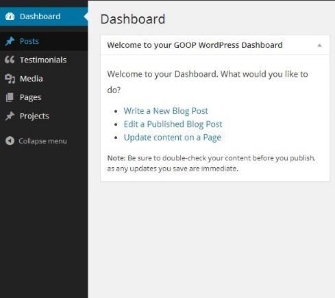 Once you have logged in, your administration panel will look like this: From here, you can add and edit blog