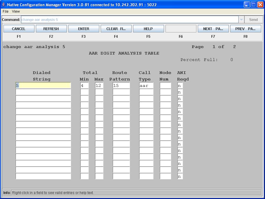 Avaya S8500 In the Dialed String field, enter the number you defined in UDP as the AAR number. In this example we use 5.