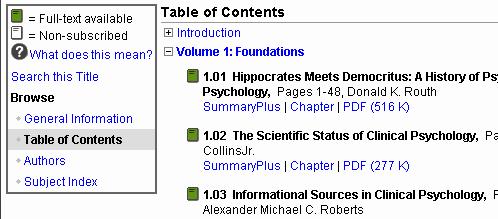 ScienceDirect Help Browsing Reference Work Table of Contents The Reference Works Table of Contents page lists all available volumes of a selected reference work.