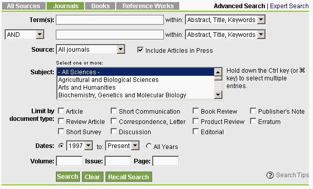 ScienceDirect Help Note Web Editions customers and Guests do not have access to full search functionality, but can use Quick Search.