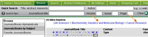 ScienceDirect Help OR Click All to display all available titles in alphabetical order.
