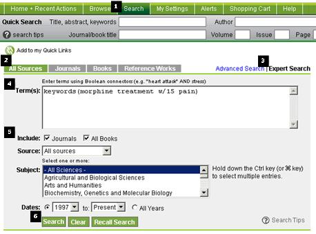Searching Additional Options Restricting your Search by Source, Subject, or Date Recalling a Saved Search Rerunning Searches Adding Quick Links Related Topics Searching ScienceDirect All Sources
