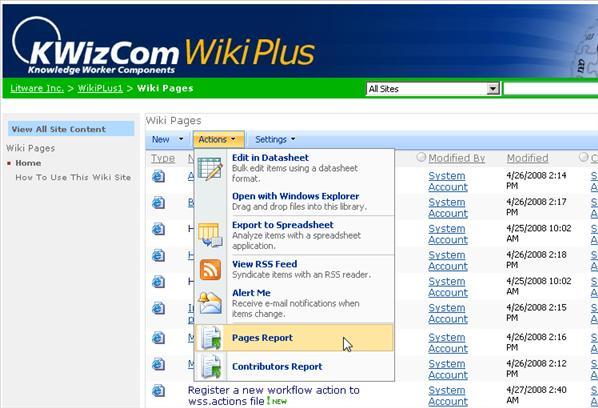 Advanced reporting Wiki Plus provides a set of usage reports, based on actual wiki pages creation and updates.
