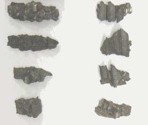 You can clearly see the fragments from the lower depth cuts resulted in larger fragments since the