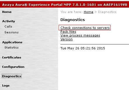 From the MPP screen click on Service Menu From the left hand menu select Diagnostics and click on Check connections to servers The ASR server is listed and