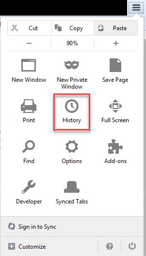 2. From the drop down menu, click History