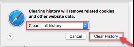 browser. 2. From the dropdown menu, click Clear History.