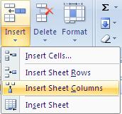 Click into column A On the Home Ribbon, click the lower half of the Insert icon and choose Insert Sheet Columns Label (in the new, blank, cell A1) this column Student ID Figure 2-3 2.