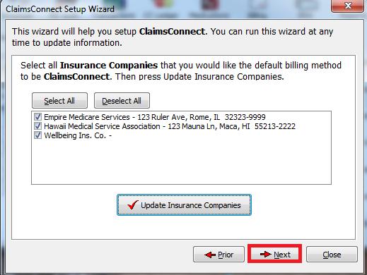 You will now be back the list of Insurance Companies.