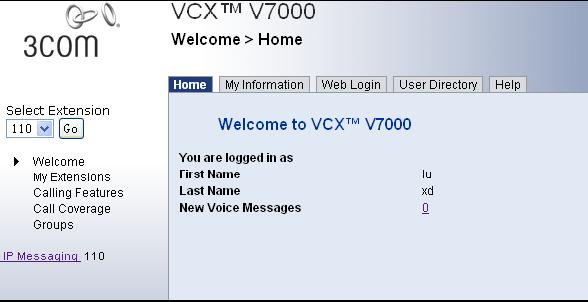 The VCX User Interface displays the Welcome window. VCX User Interface Overview The Welcome window illustrates the general structure of the VCX User Interface.