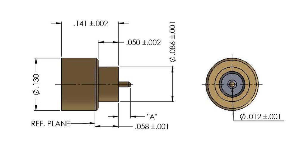 DELTA ELECTRONICS MANUFACTURING CORP. SMPM Connectors Hermetically Sealed Solder-In Male 8824000G918 - XXX Hermetically Sealed Solder-In Male - Extended Pin Dimensions A Interface - 027.090 LD - 026.