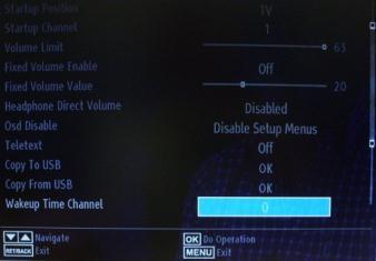 Press OK to copy settings to a USB device connected on the side USB connector.