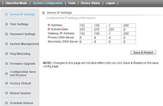 4.2 System Configuration Select the System Configuration menu from the top of your screen to access IP.