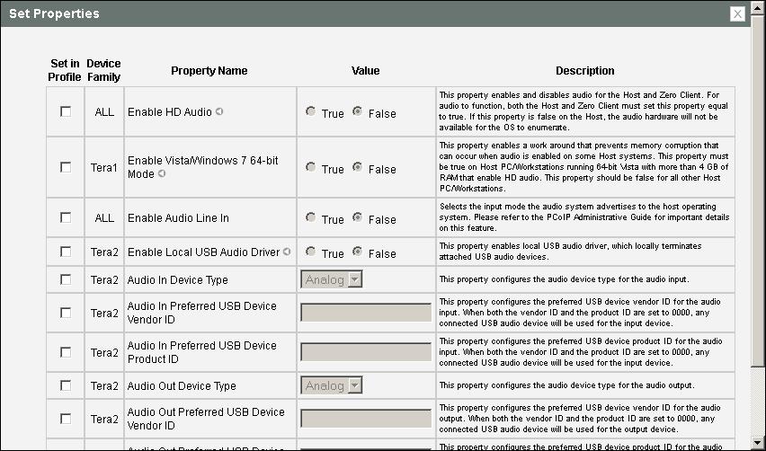 Configuring Audio MC: Audio Permissions The settings on this page let you configure a profile with the audio parameters to use for hosts and clients.