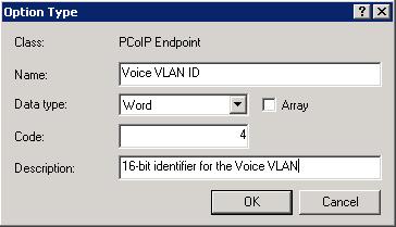 9. In the Option Type dialog, enter the following information: a.