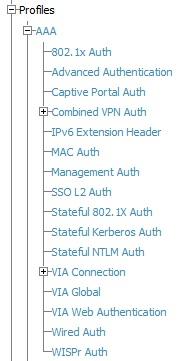 group or to an individual AP. Note that some profiles reference other profiles. For example, a virtual AP profile references SSID and AAA profiles, while an AAA profile can reference an 802.