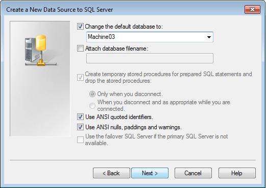 Siemens AG 208 All rights reserved 2 Configuration : Access to the SQL Server 6. When the SQL server connection has been established, the following window is displayed.