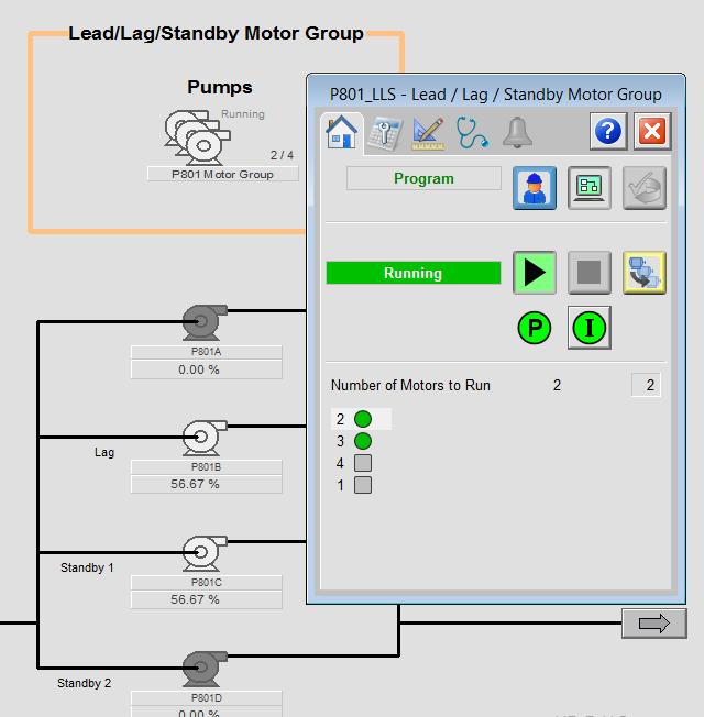Lead/Lag/Standby Motor Group The Lead Lag standby motor group Add-On Instruction (P_LLS) provides control of a group of motors.